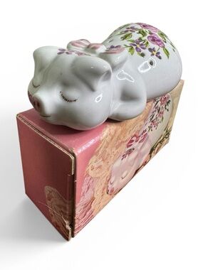 Avon 1978 Pampered Piglet Ceramic Pomander With Box Ceramarte Brazil Vintage